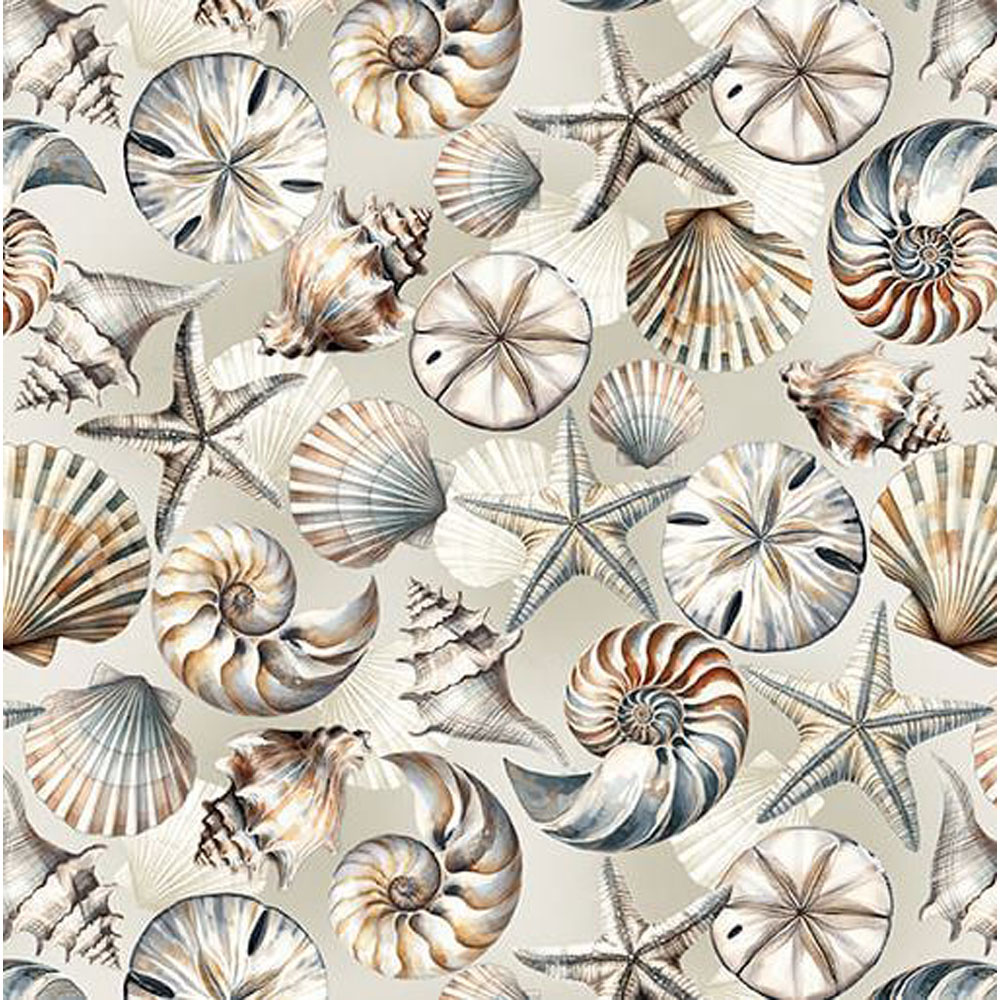 100% Cotton - Coastal Escape (Coastal Shells) - 15020-70 - Digitally Printed - Neutral - Kanvas Studio - 44" wide