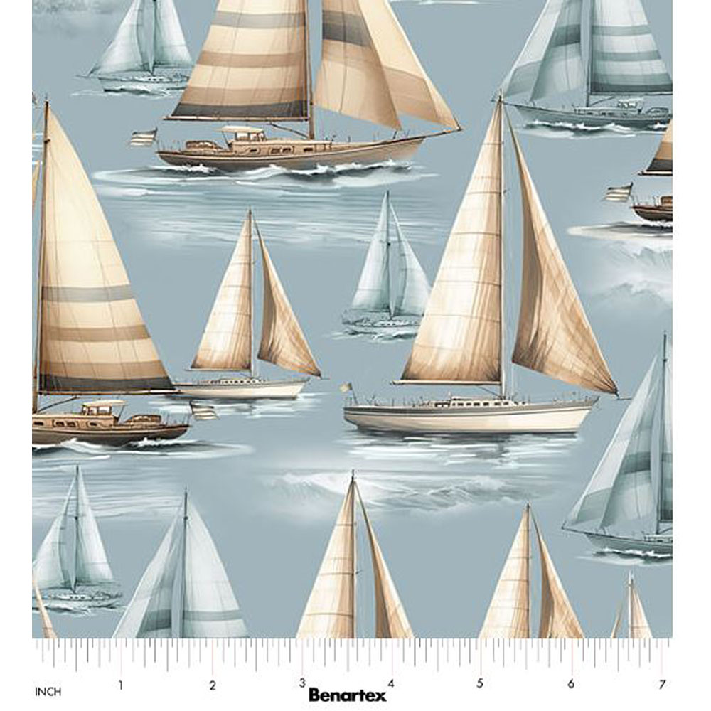 100% Cotton - Coastal Escape (Set Sail) - 15026-80 - Digitally Printed - Ocean - Kanvas Studio - 44" wide
