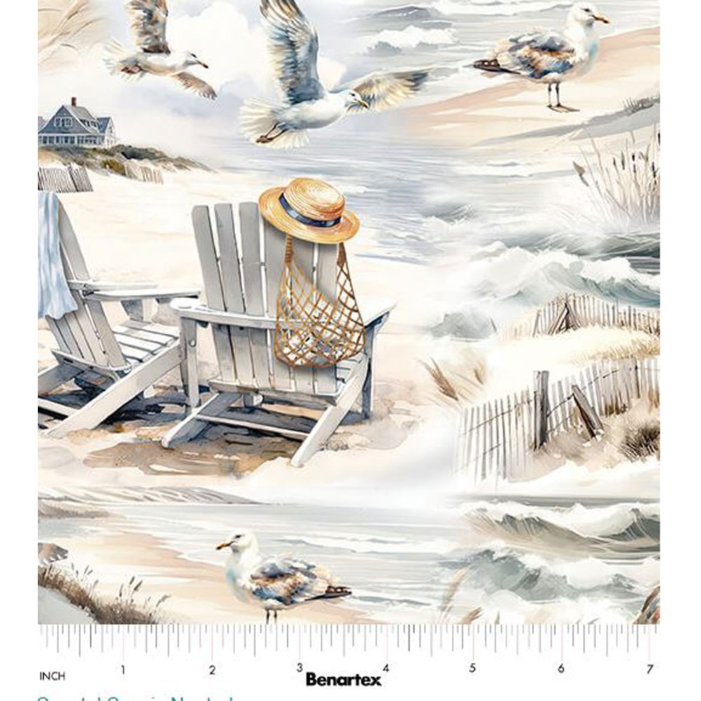 100% Cotton - Coastal Escape (Coastal Scenic) - 15029-70 - Digitally Printed - Neutral - Kanvas Studio - 44" wide