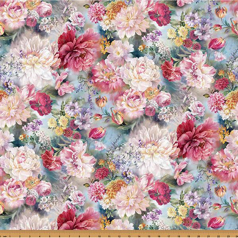 100% Cotton - Bonjour Belle (Spring) - 25724-145 - Multi Packed Flowers - Moda