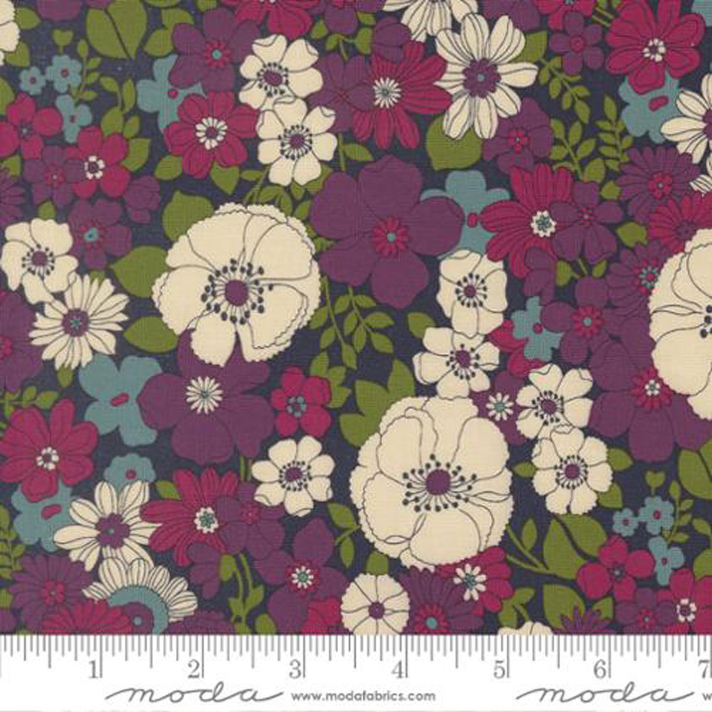 100% Cotton - Chelsea Garden (Flower Show Florals) - 533850-19 - Midnight - Moda - 44 in wide