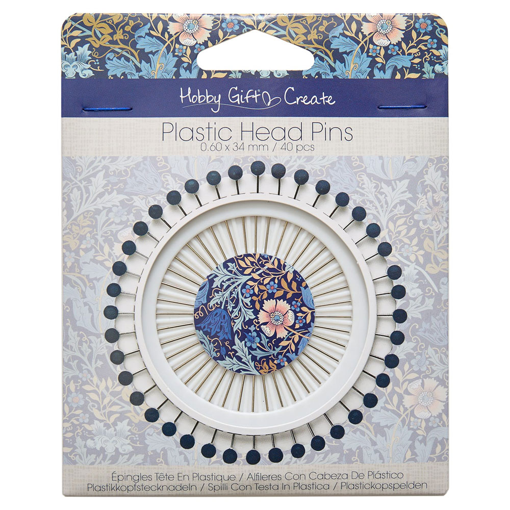 HobbyGift - Plastic Head Pins - HGC668 - 40 pcs - Woodblock Floral