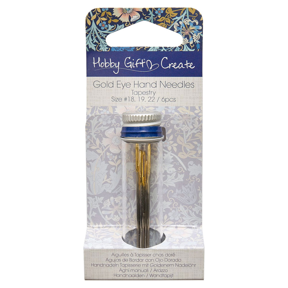 HobbyGift - Needles (Tapestry)- HGC283G1822 - Gold Eye - 6/Pkg - Assorted Sizes - Woodblock Floral
