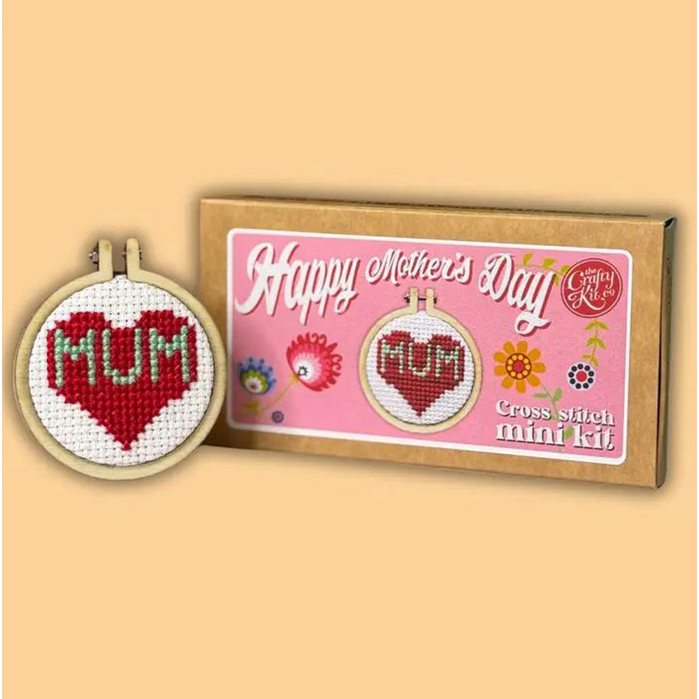 The Crafty Kit - Mini Matchbox Cross Stitch Kit - 'happy Mother's Day' (Heart)