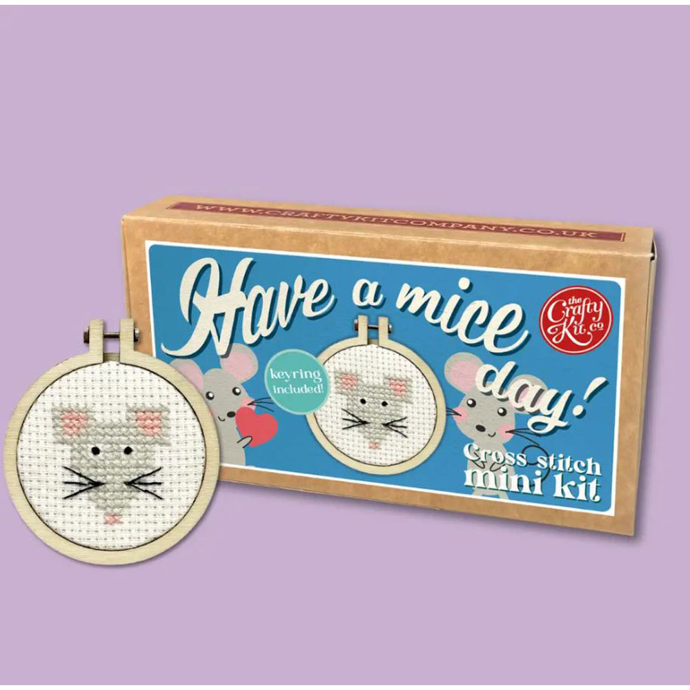 The Crafty Kit - Mini Matchbox Cross Stitch Kit - Have A Mice Day!