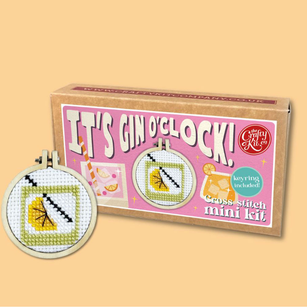 The Crafty Kit - Mini Matchbox Cross Stitch Kit - It's Gin O'clock!