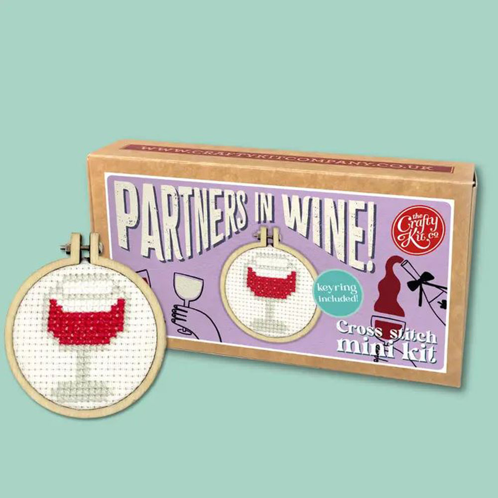 The Crafty Kit - Mini Matchbox Cross Stitch Kit - Partners in Wine!