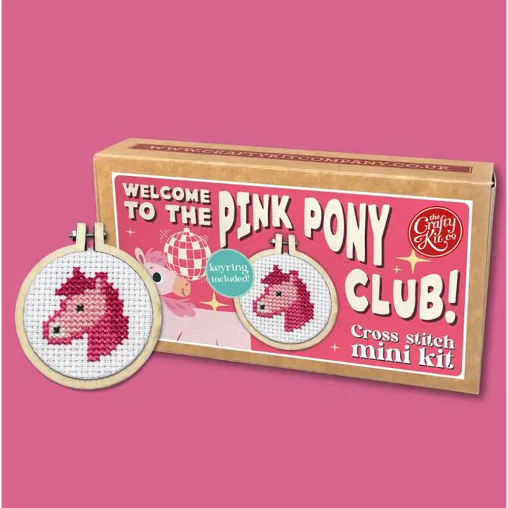 The Crafty Kit - Mini Matchbox Cross Stitch Kit - The Pink Pony Club (Pony)