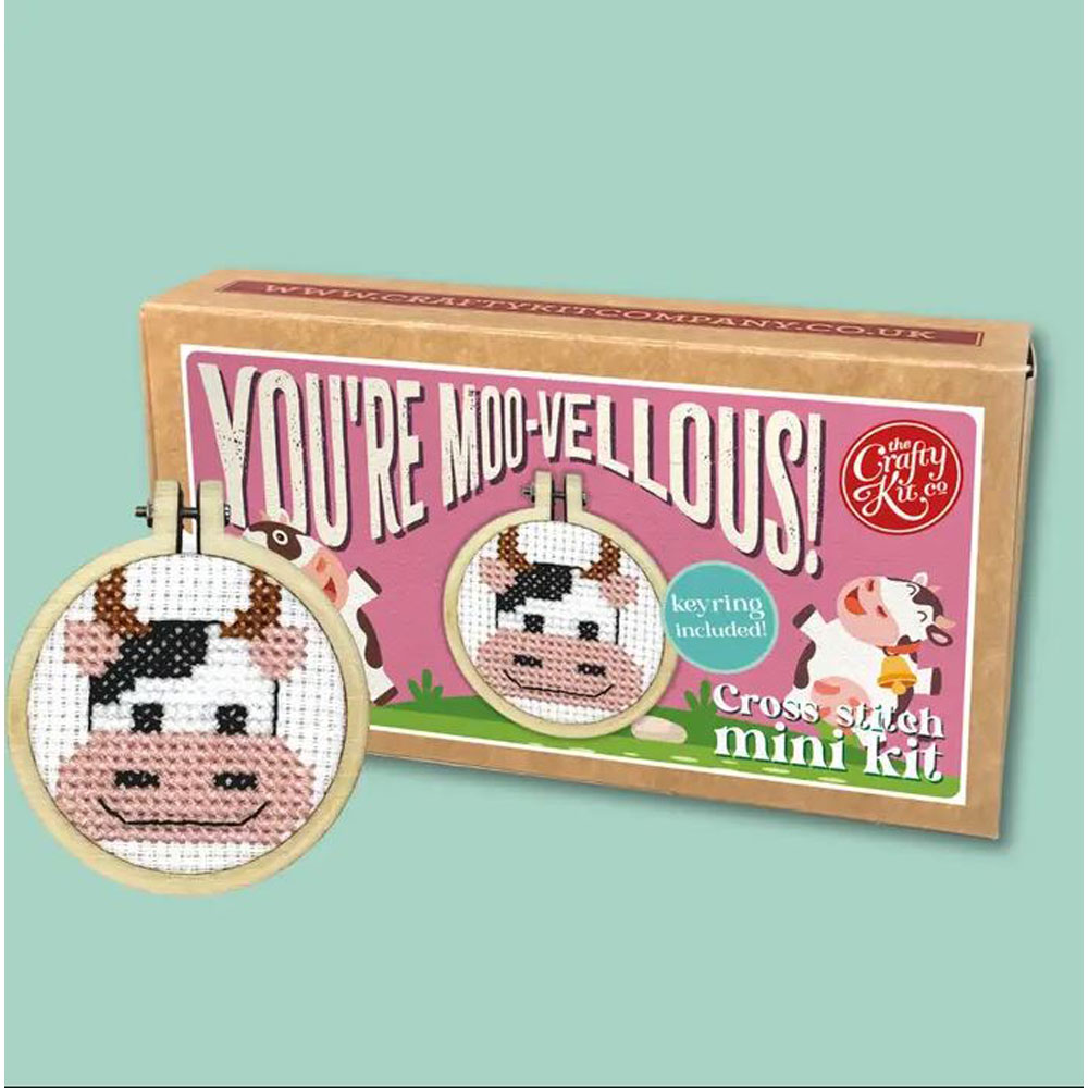 The Crafty Kit - Mini Matchbox Cross Stitch Kit - You're Moo-Vellous!