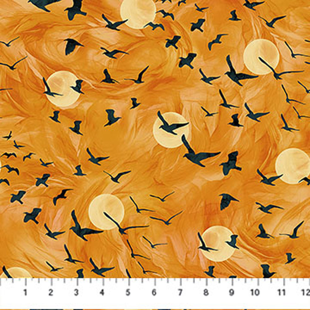 100% Cotton - Raven's Call (Flying Ravens) - DP28948-54 - Orange - Deborah Edwards & Melanie Samra - 44 in wide