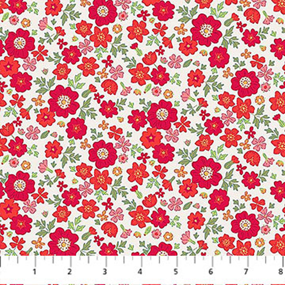 100% Cotton - Floral Romance (Rosa) - 91290-26 - Red - Pippa Shaw - 44 in wide
