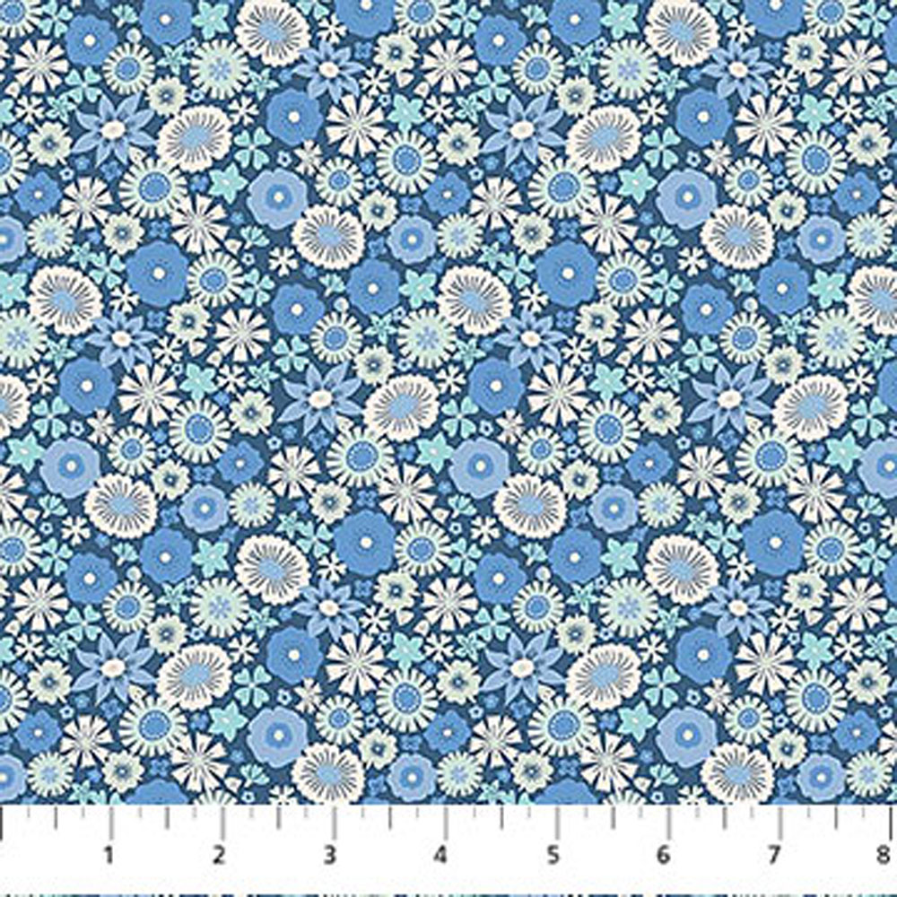 100% Cotton - Floral Romance (Briar) - 91291-42 - Blue - Pippa Shaw - 44 in wide