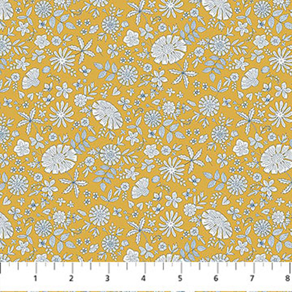 100% Cotton - Floral Romance (Marigold) - 91294-50 - Gold - Pippa Shaw - 44 in wide