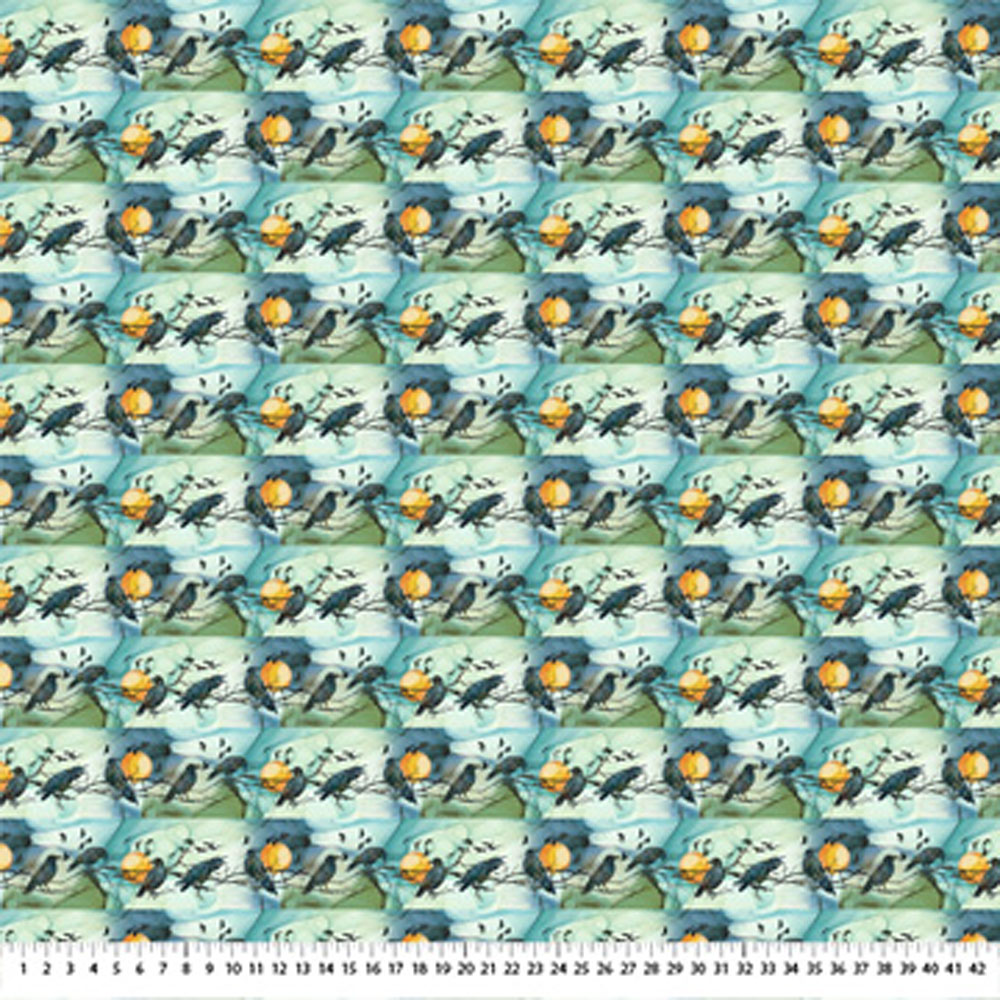 100% Cotton - Raven's Call (Border Stripe) - DP28946-66 - Teal Multi - Deborah Edwards & Melanie Samra - 44 in wide