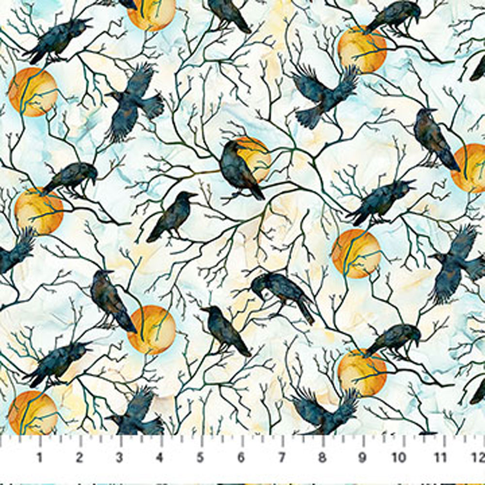100% Cotton - Raven's Call (Raven Moon) - DP28947-10 - White Multi - Deborah Edwards & Melanie Samra - 44 in wide