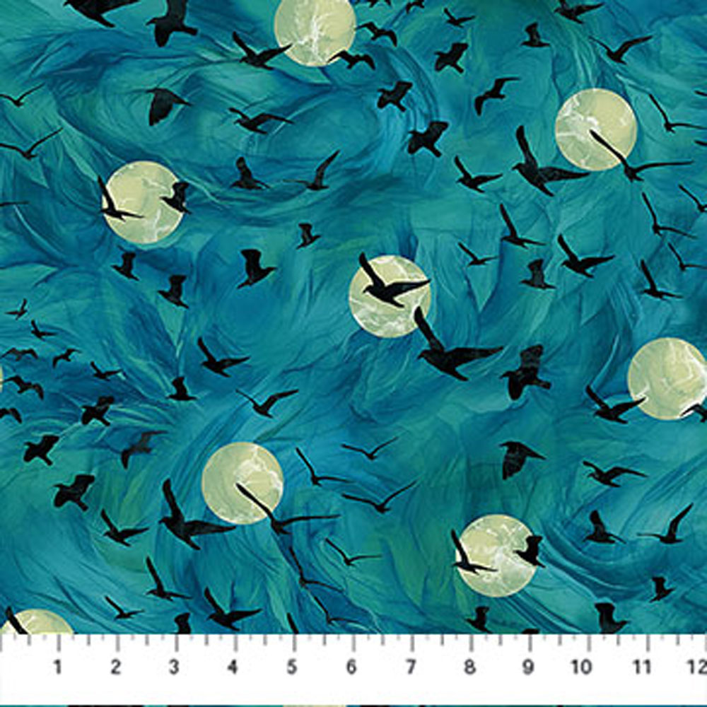 100% Cotton - Raven's Call (Flying Ravens) - DP28948-66 - Teal - Deborah Edwards & Melanie Samra - 44 in wide