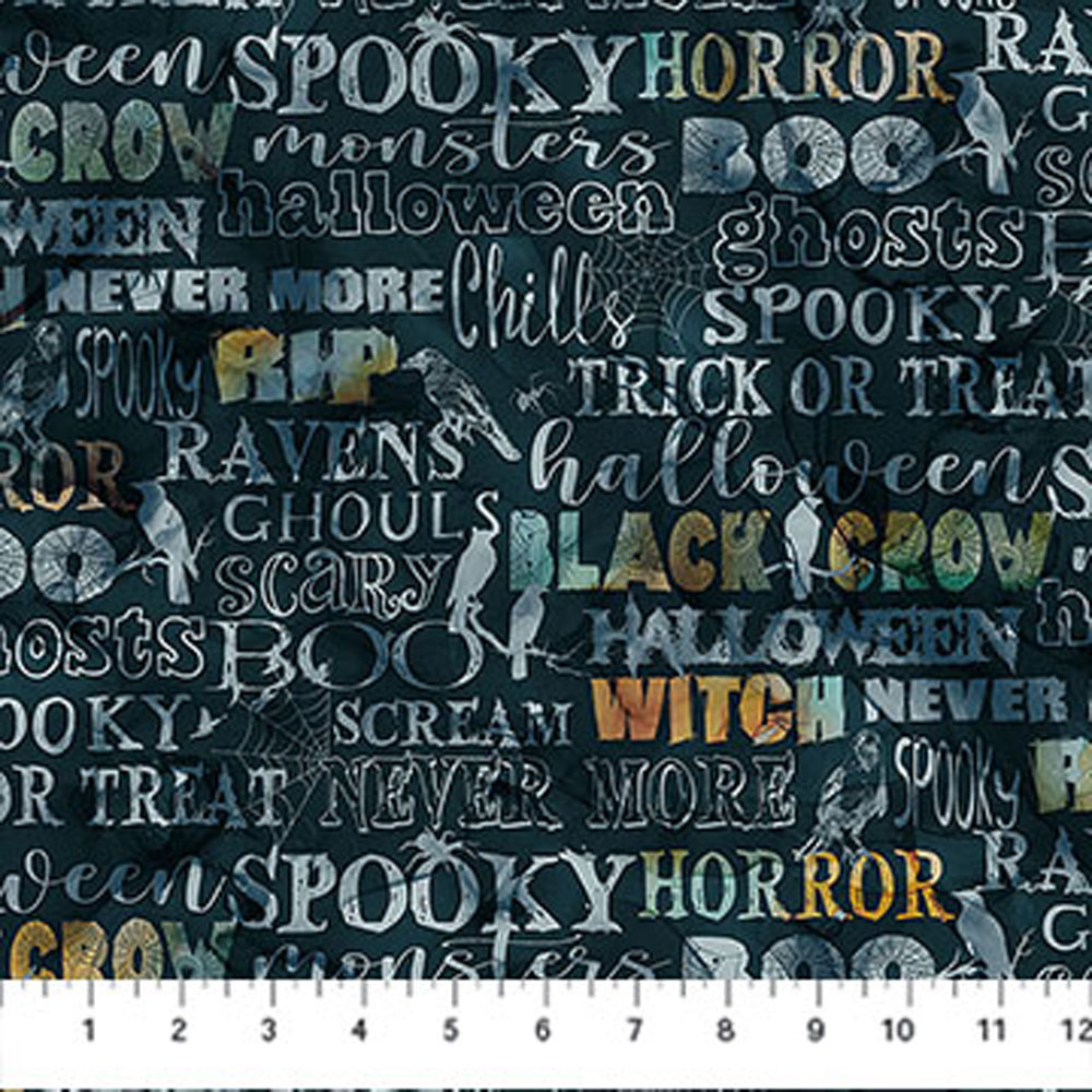 100% Cotton - Raven's Call (Words) - DP28950-99 - Black Multi - Deborah Edwards & Melanie Samra - 44 in wide