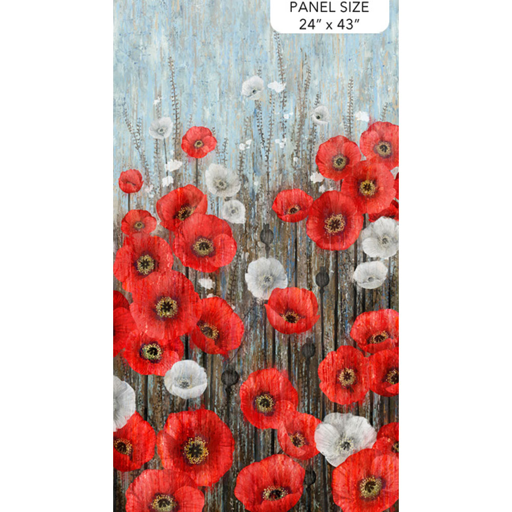 100% Cotton Panel - Poppy Meadow - DP29085-97 - Charcoal Multi - Northcott Studio - 24" x 43"