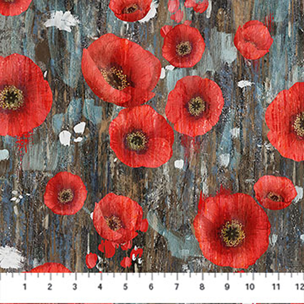 100% Cotton - Poppy Meadow (Poppy) - DP29087-97 - Charcoal Multi - Northcott Studio - 44 in wide