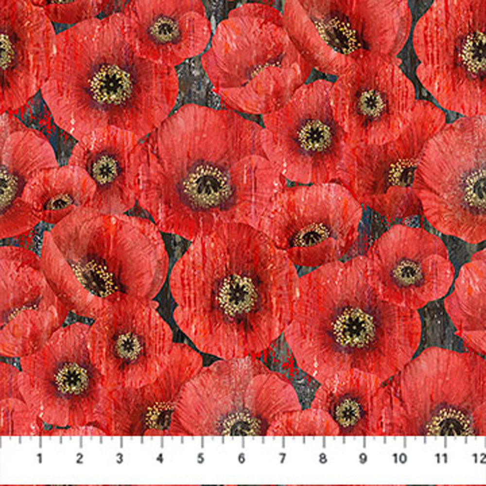 100% Cotton - Poppy Meadow (Packed Poppy) - DP29088-97 - Charcoal Multi - Northcott Studio - 44 in wide