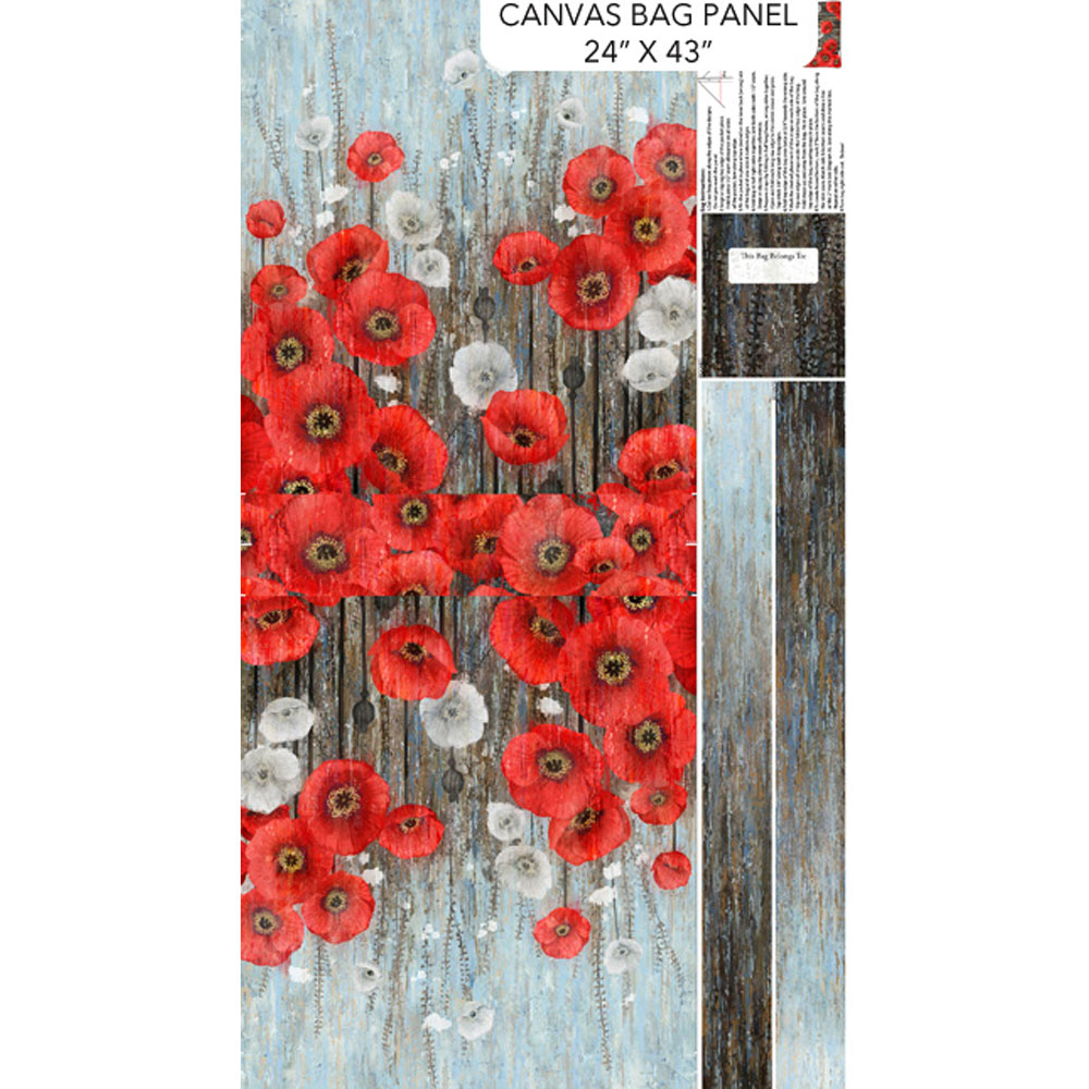 Canvas Bag Panel - Poppy Meadow - C29093-97 - Charcoal Multi - Tote Bag -  Northcott Studio - 24" x 43"