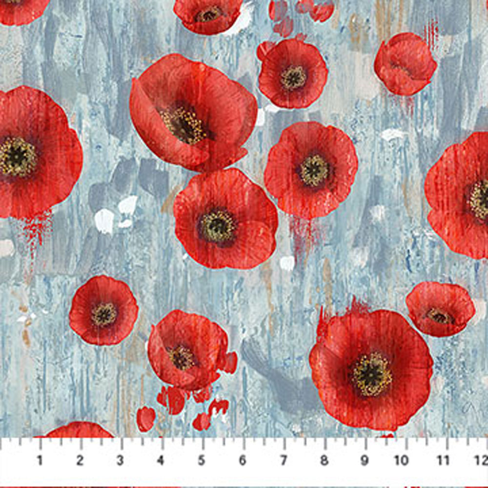 100% Cotton - Poppy Meadow (Poppy) - DP29087-42 - Blue Multi - Northcott Studio - 44 in wide
