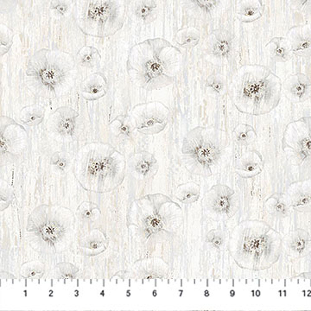 100% Cotton - Poppy Meadow (White Poppy) - DP29089-10 - White - Northcott Studio - 44 in wide
