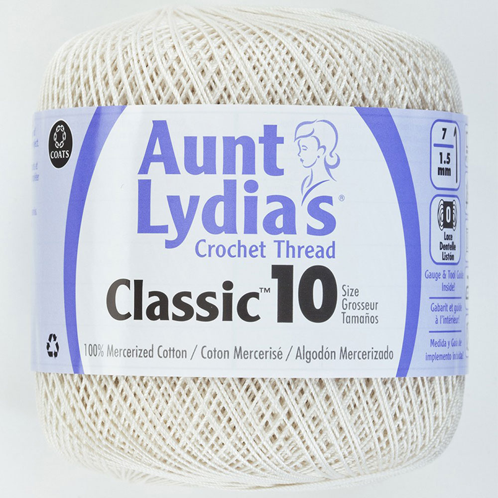 Classic Cotton Crochet Thread - 154C-210 - Antique White - Size 10 - Aunt Lydia