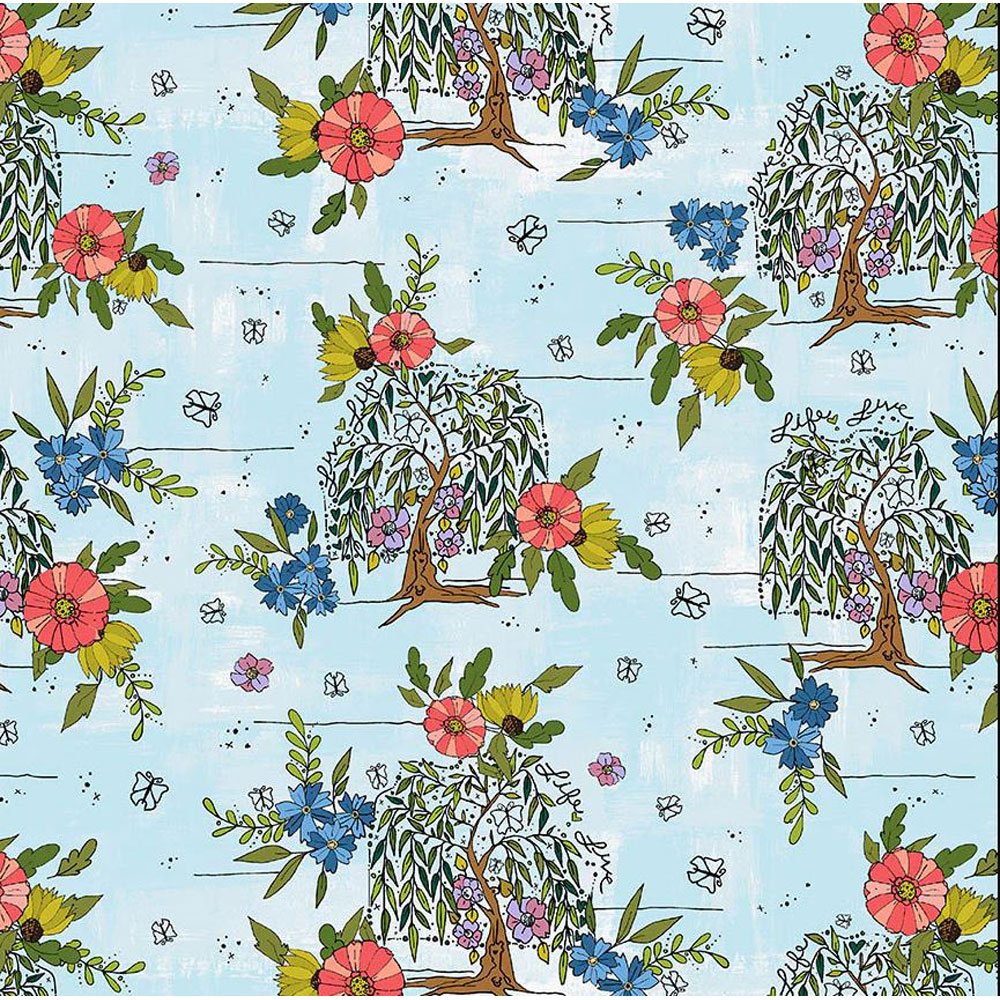 100% Cotton - Sway (Willow Tree) - 54701-3 - Sky Blue - Kori Turner Goodhart - 44 in wide