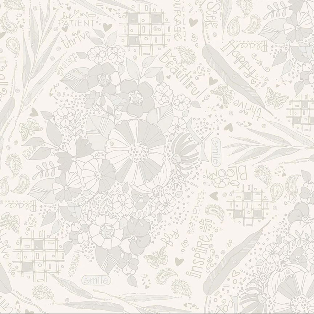 100% Cotton - Sway (Blooming Doodles) - 54703-2 - Linen - Kori Turner Goodhart - 44 in wide