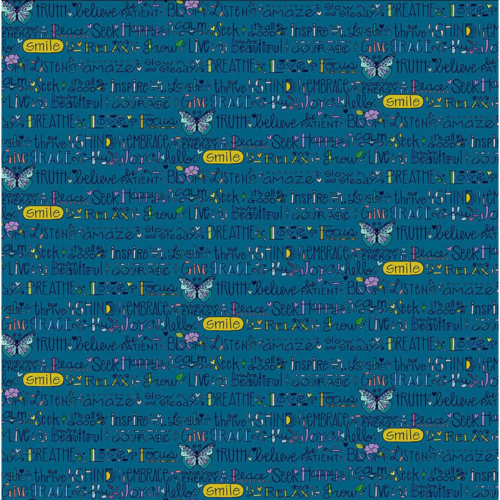 100% Cotton - Sway (Affirmations) - 54704-9 - Marine - Kori Turner Goodhart - 44 in wide