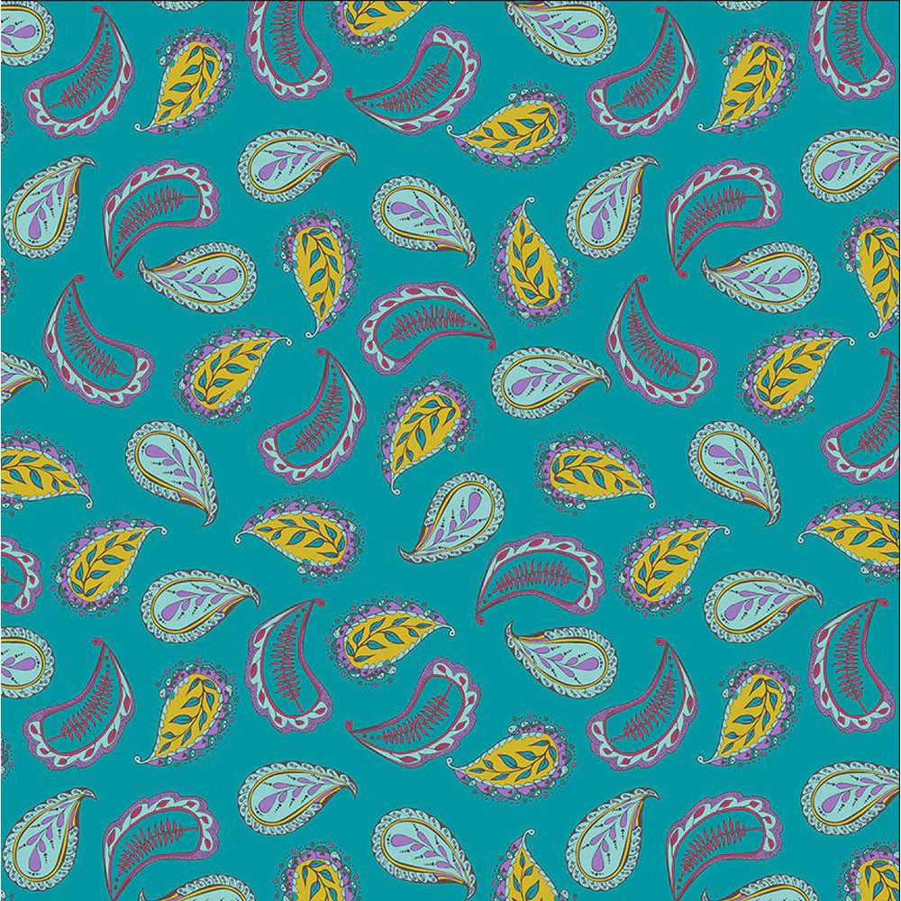 100% Cotton - Sway (Perfect Paisley) - 54705-10 - Teal - Kori Turner Goodhart - 44 in wide