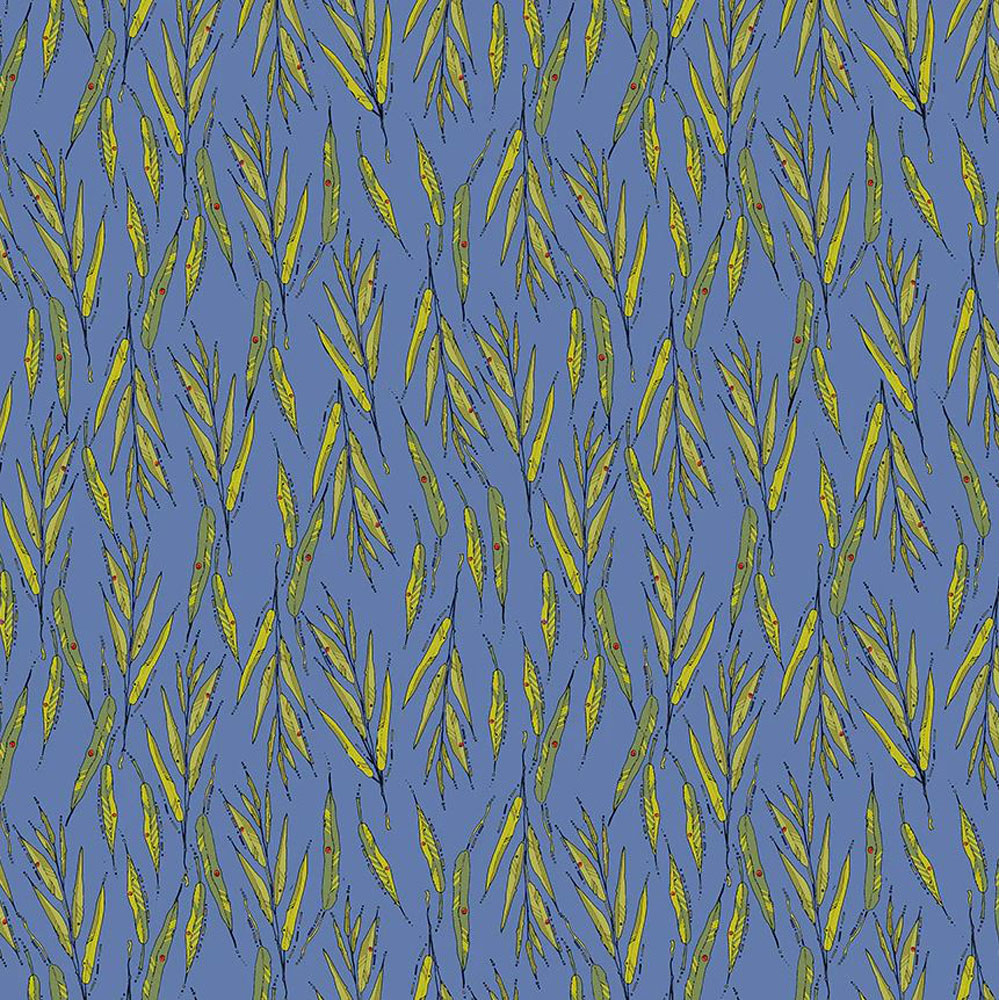 100% Cotton - Sway (Willow Leaves) - 54706-12 - Denim - Kori Turner Goodhart - 44 in wide