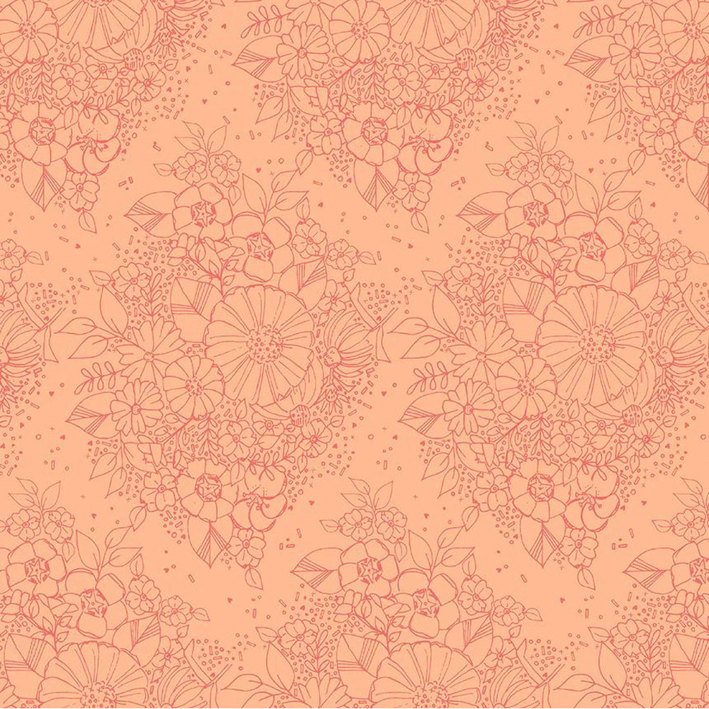 100% Cotton - Sway (Butterfly Bait) - 54708-13 - Salmon - Kori Turner Goodhart - 44 in wide