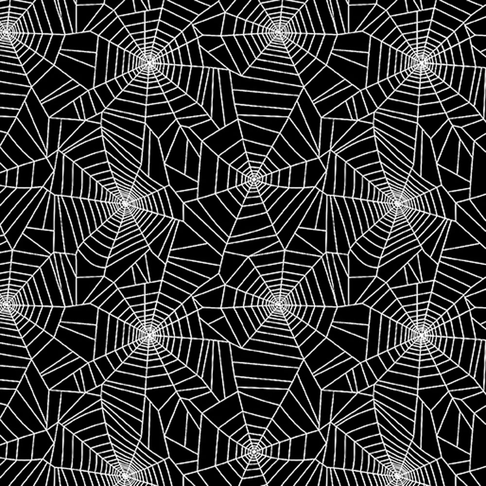 100% Cotton - Ghostly Soiree (Ghostly Cobwebs) - 15095-12 - Black- Nicole Decamp - 44 in wide