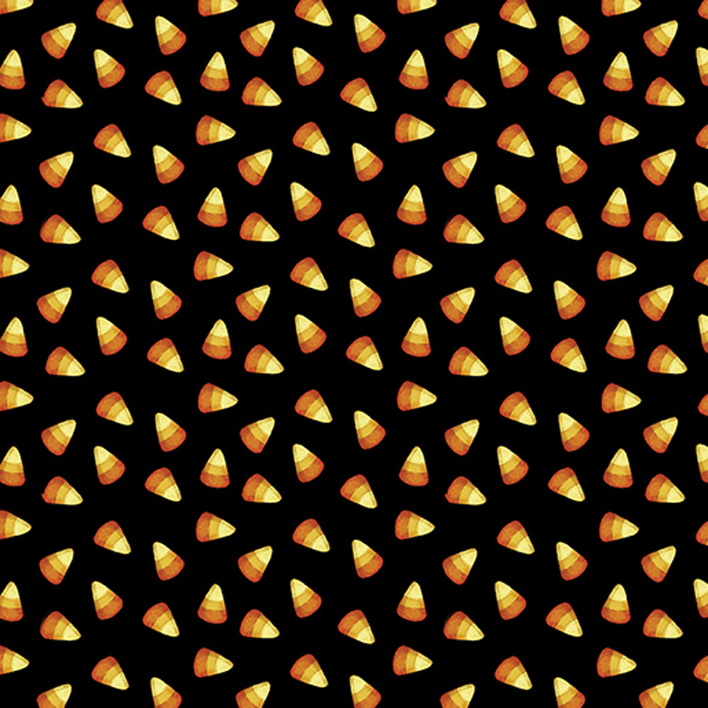 100% Cotton - Ghostly Soiree (Sweet Candy Corn) - 15100-12 - Black - Nicole Decamp - 44 in wide