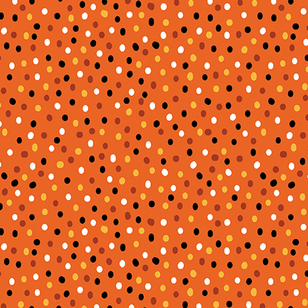 100% Cotton - Ghostly Soiree (Dot) - 15101-39 - Mania Orange - Nicole Decamp - 44 in wide
