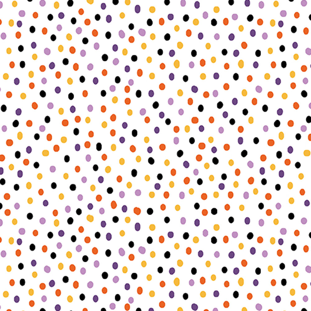 100% Cotton - Ghostly Soiree (Dot) - 15101-09 - Mania White - Nicole Decamp - 44 in wide