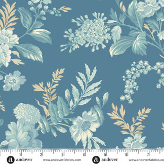 100% Cotton - Sewing Bird (Bed of Roses) - A-1600-B - Indigo - Laundry Basket Quilts - 44 in wide