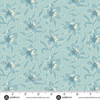 100% Cotton - Sewing Bird (Lilly) - A-1604-B - Glacier - Laundry Basket Quilts - 44 in wide