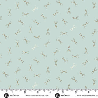 100% Cotton - Sewing Bird (Good Scissors) - A-1612-LB - Blue Quartz - Laundry Basket Quilts - 44 in wide