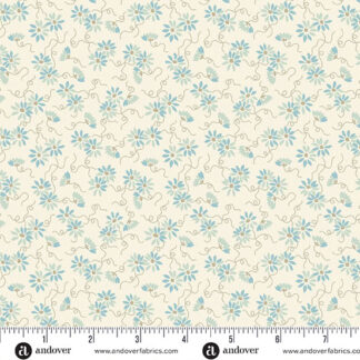 100% Cotton - Sewing Bird (Daisy Chain) - A-1616-L - Nimbus - Laundry Basket Quilts - 44 in wide