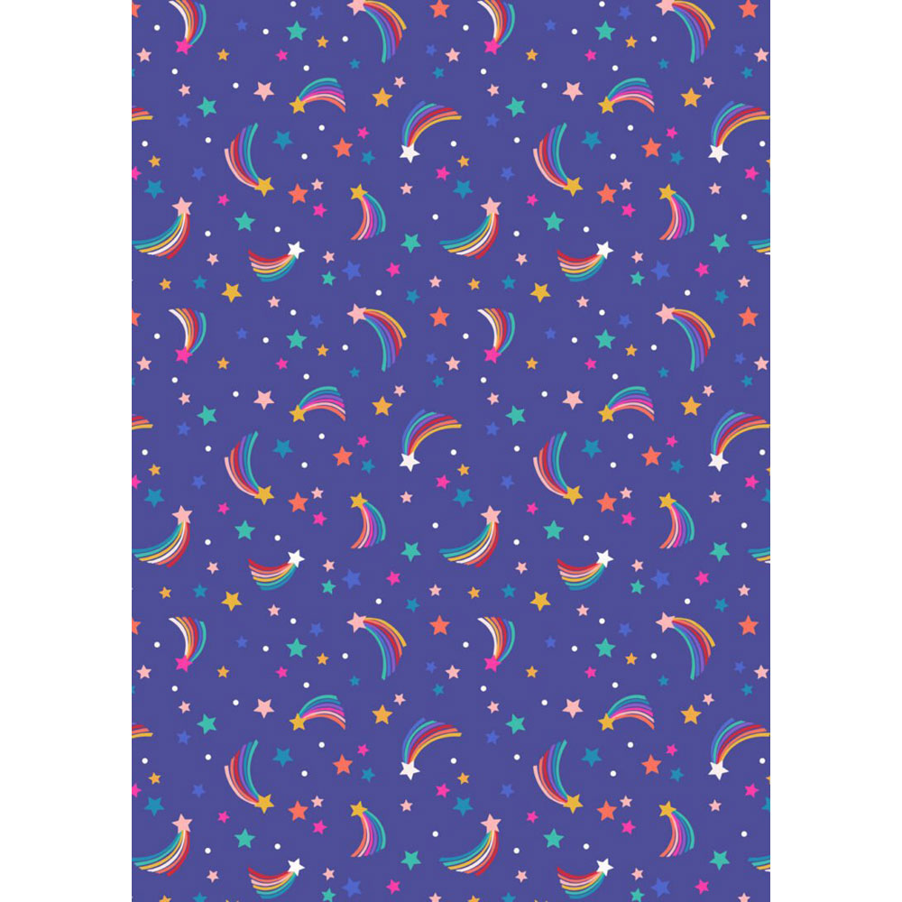 100% Cotton - Over The Rainbow (Shooting Rainbow Stars) - A580.2 - Blue - Lewis &  - 44 in wide