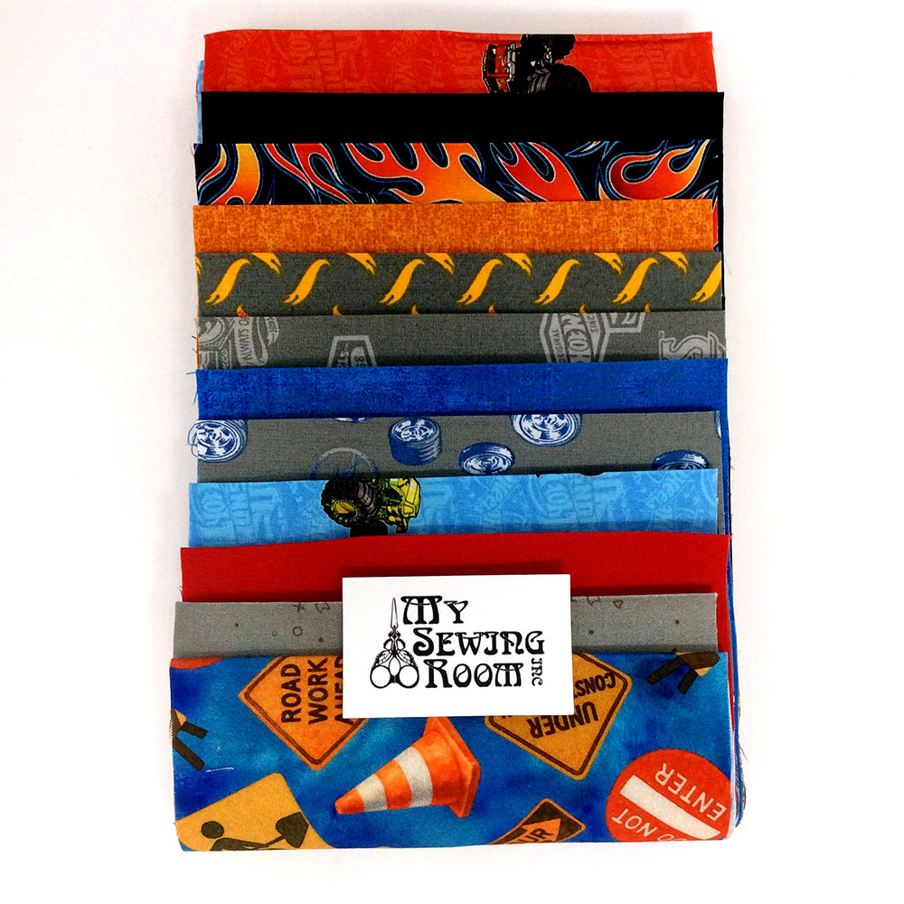 Fabric Bundle - Hot Wheels - Curated Fabric Bundle - 12 unique .15m strips of fabric