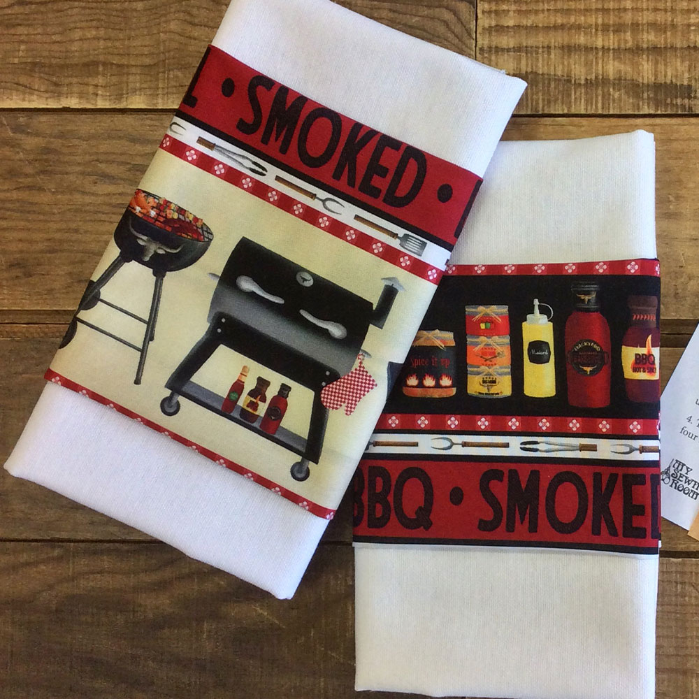 Tea Towel Bundle with Borders - BBQ Hot Stuff - 2 tea towels