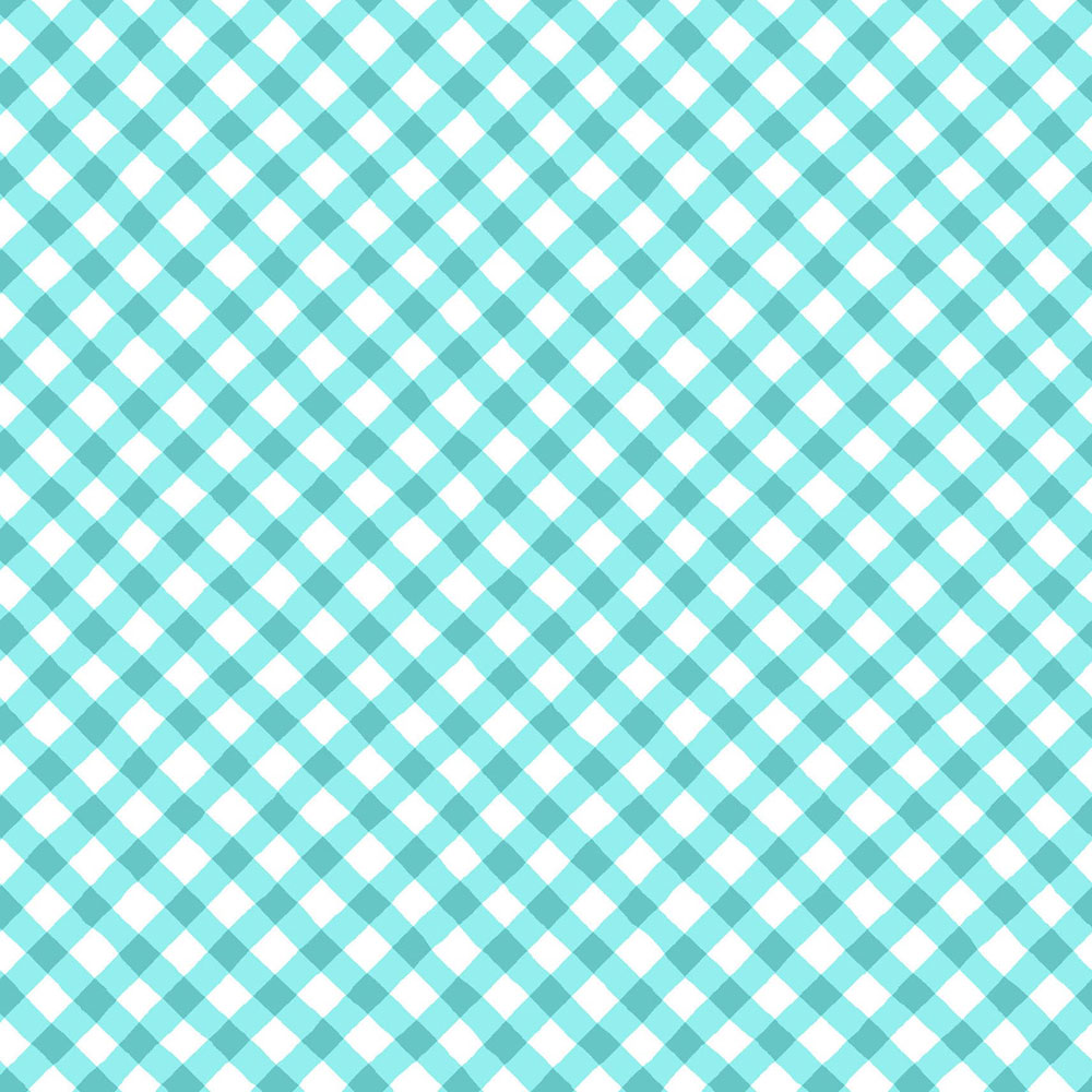 100% Cotton Fabric - Sippin' on Sunshine (Bias Gingham) - MAS11078-Q - Aqua Blue - Kimberbell
