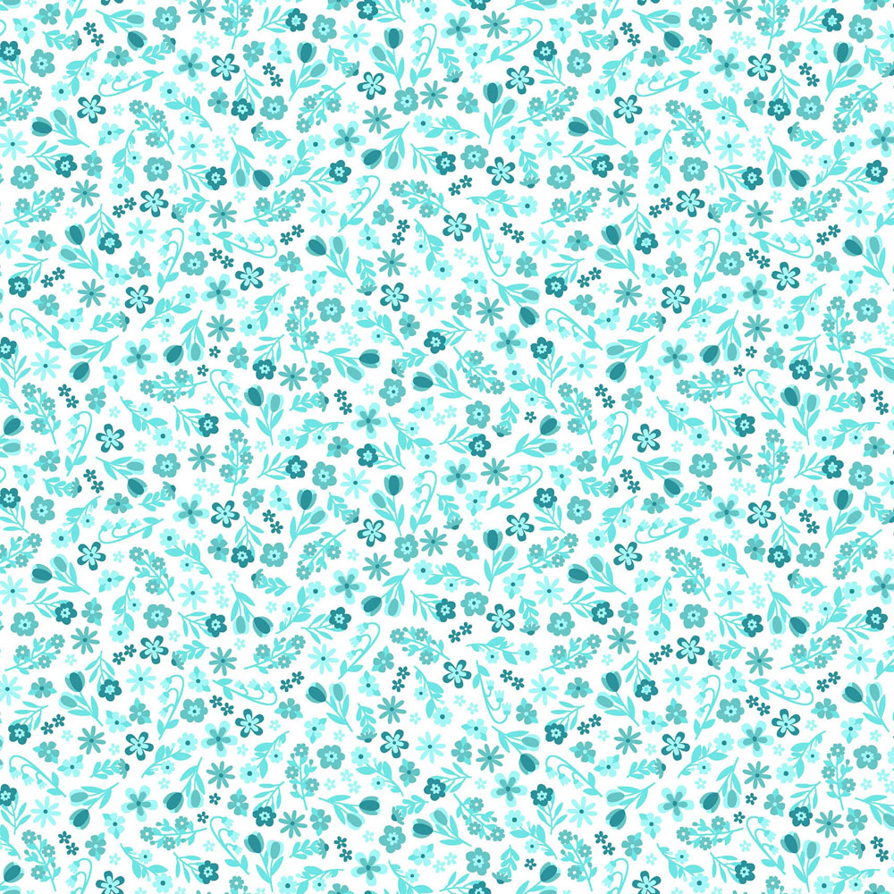 100% Cotton Fabric - Sippin' on Sunshine (Tonal Packed Ditsy) - MAS11075-Q - Aqua Blue - Kimberbell