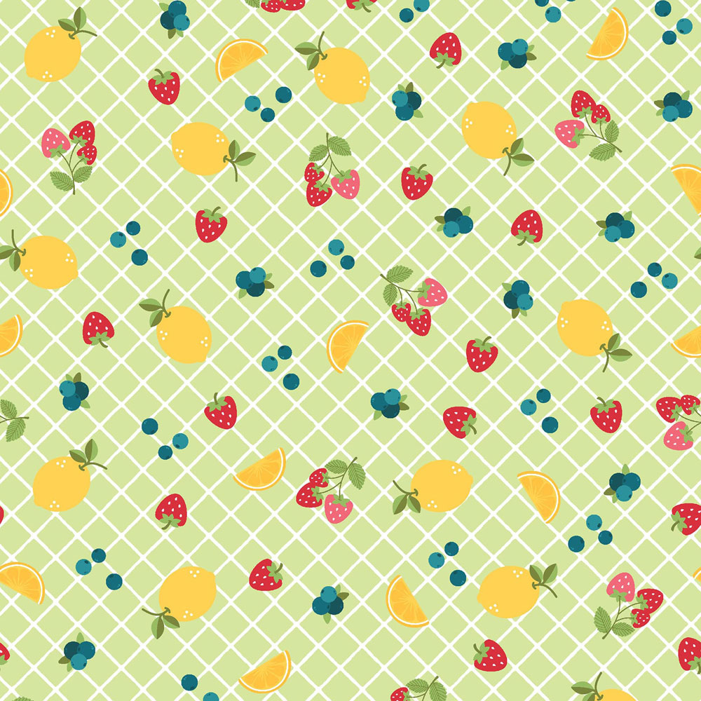 100% Cotton Fabric - Sippin' on Sunshine (Fruits) - MAS11073-G - Green - Kimberbell