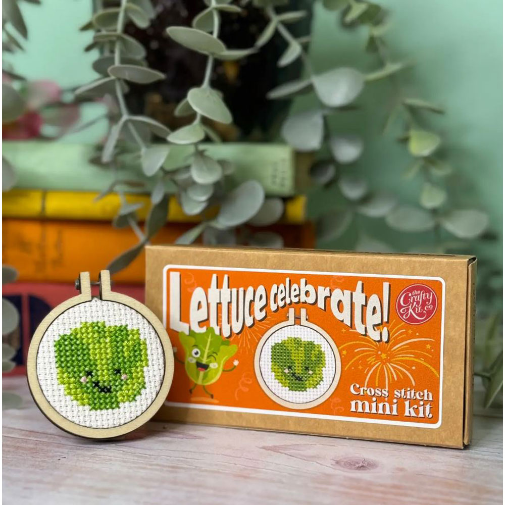 The Crafty Kit - Mini Matchbox Cross Stitch Kit - Lettuce Celebrate!