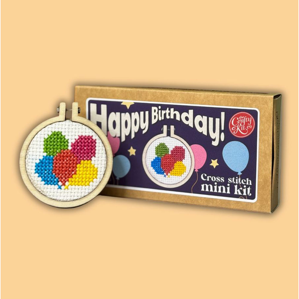 The Crafty Kit - Mini Matchbox Cross Stitch Kit - Happy Birthday!
